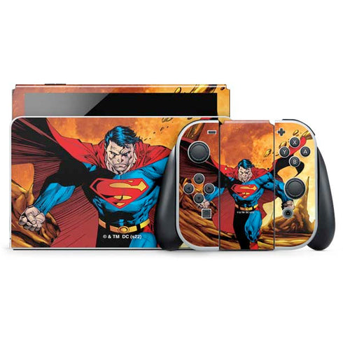 DC Comics Superman Action Pose Art By Jim Lee Nintendo Switch OLED (2021) Skin